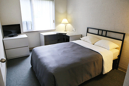 Bedroom in Mohawk College student residence.